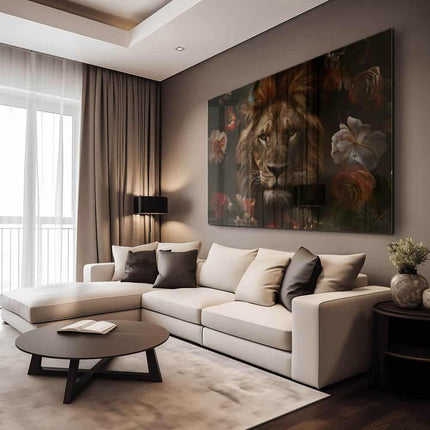Lion in Flowers – Glass