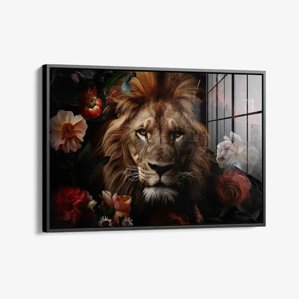 Lion in Flowers – Glass