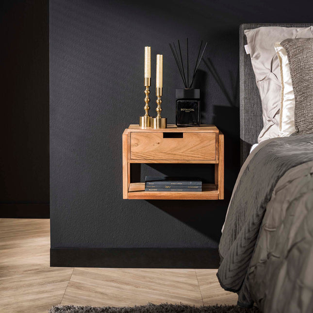 Nightstand 1L houten frame zwevend  Solid Natural Acacia