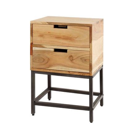 Nightstand 2L flat  Solid Natural Acacia