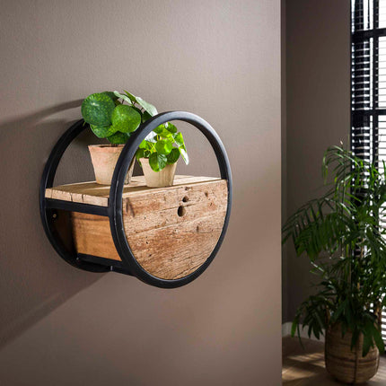 Wall Cabinet circular Ø40 met lade  Robust Hardwood