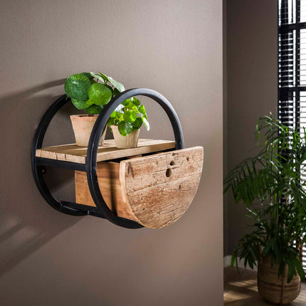 Wall Cabinet circular Ø40 met lade  Robust Hardwood