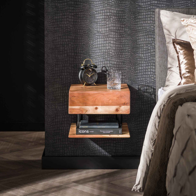 Nightstand 1L shelve / Solid Natural Acacia