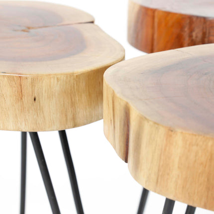 Side Table stam in 6cm dik massief acacia voorzien van stalen frame. VPE2  Solid Natural Acacia