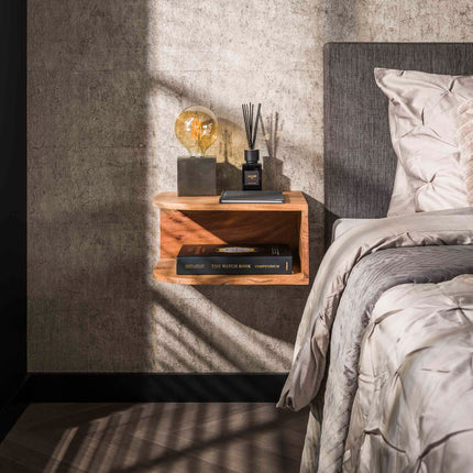 Nightstand set/2 corner open vak / Solid Natural Acacia