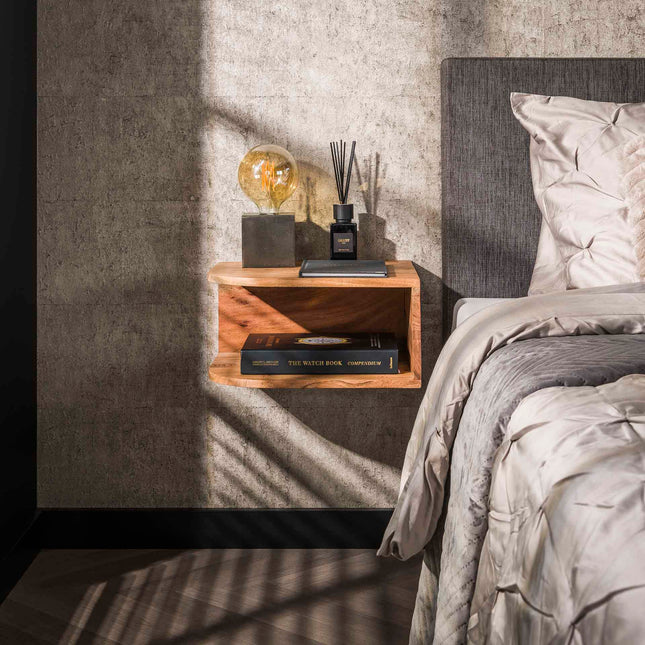 Nightstand set/2 corner open vak / Solid Natural Acacia