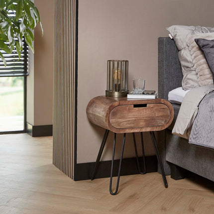 Nightstand barrel 1L  Solid Mango (Sand Color)