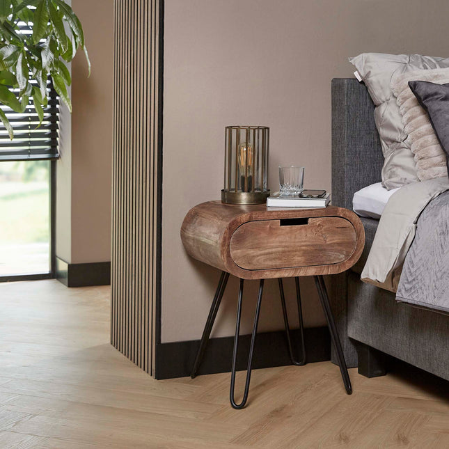 Nightstand barrel 1L  Solid Mango (Sand Color)