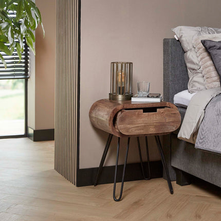 Nightstand barrel 1L  Solid Mango (Sand Color)