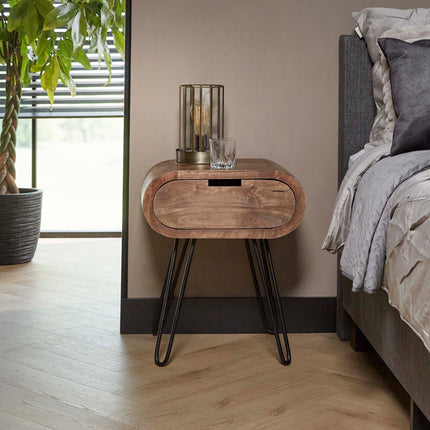 Nightstand barrel 1L  Solid Mango (Sand Color)