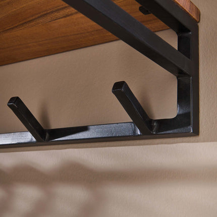 Coat Rack custom 6 haken hoedenplank  Solid Natural Acacia