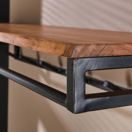 Coat Rack custom 6 haken hoedenplank  Solid Natural Acacia