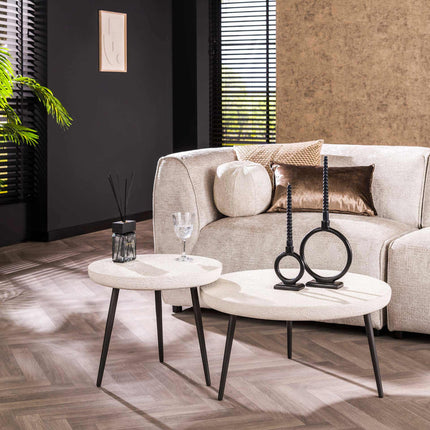 Coffee Table set2 flat round stone  Marble Composite