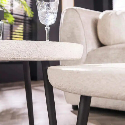 Coffee Table set2 flat round stone  Marble Composite