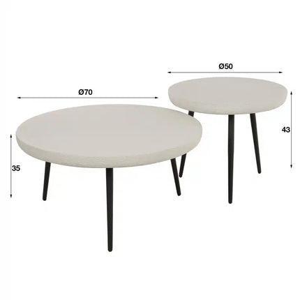 Coffee Table set2 flat round stone  Marble Composite