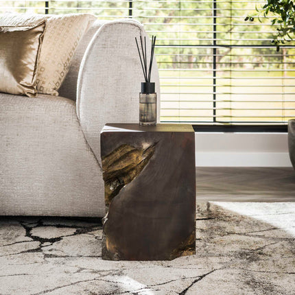 Side Table square grey and gold / Gray