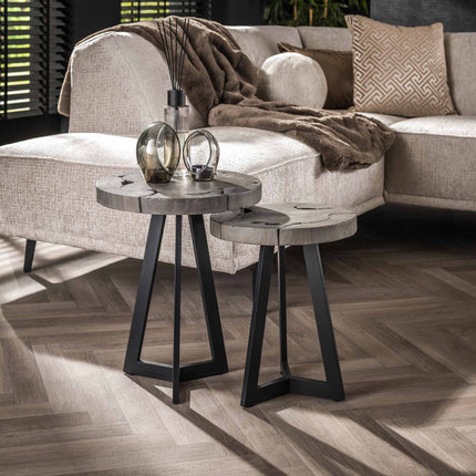 Side Table set2 grey mix  Gray