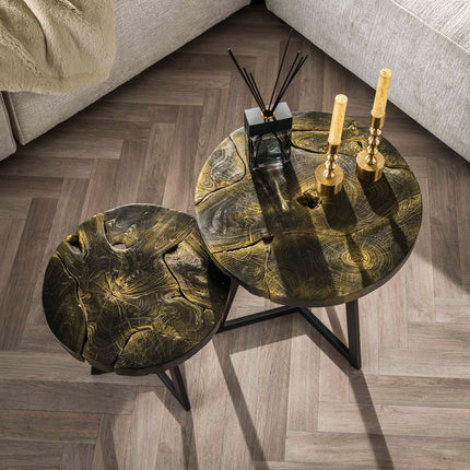 Coffee Table set/2 / Round / Black and Gold