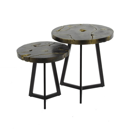 Coffee Table set/2 / Round / Black and Gold
