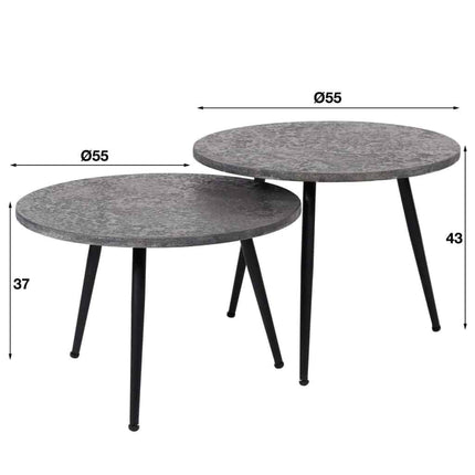 Coffee Table Acier grijs Ø55 set2
