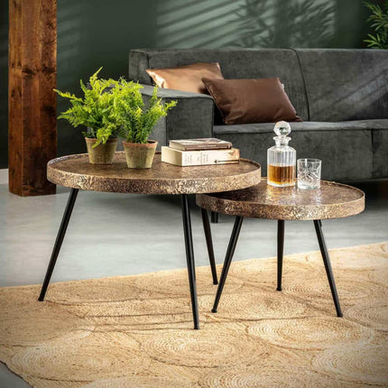 Coffee Table Acier goud Ø55 set2