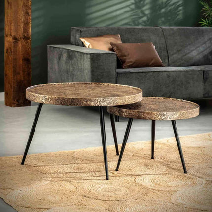 Coffee Table Acier goud Ø55 set2