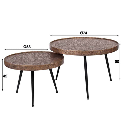 Coffee Table Acier goud Ø55 set2