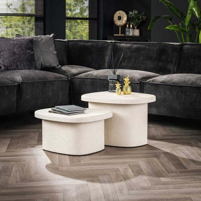 Coffee Table set/2 stone organic / Marble Composite