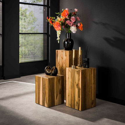 Flower Column Bole 65 cm / Solid Recycled Teak