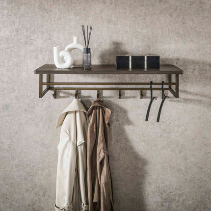 Coat Rack Ferro 6 hooks hat shelf / Antique Bronze