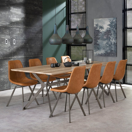 Chair zig-zag plat frame. VPE4  Saddle PU Cowhide Brown