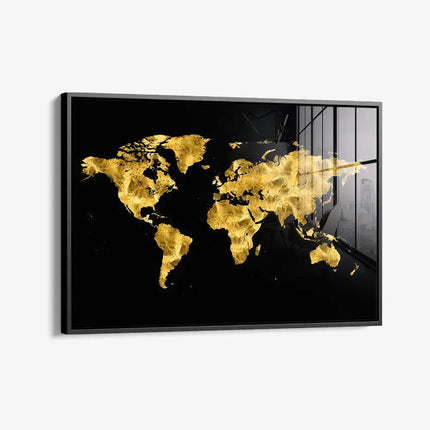 Golden World Map – Glass