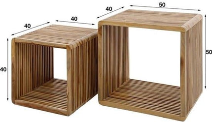 Coffee Table set/2 rib / Weathered Teak