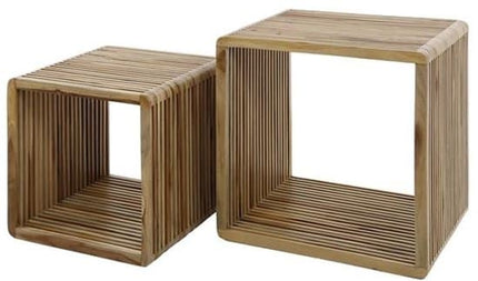 Coffee Table set/2 rib / Weathered Teak