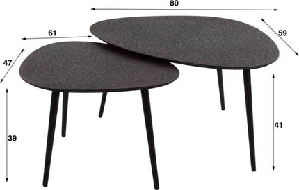 Coffee Table set/2 driehoekig metallic / Gray