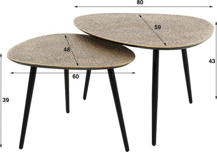 Coffee Table set/2 driehoekig metallic / Antique Bronze