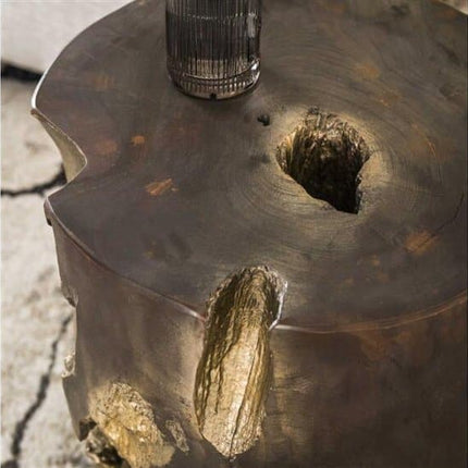 Side Table square grey and gold / Gray