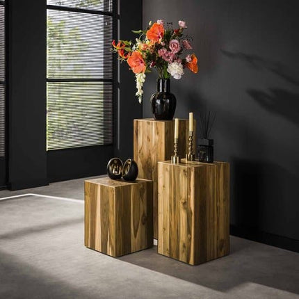 Flower Column Bole 45 cm / Solid Recycled Teak