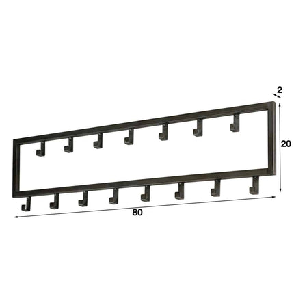 Coat Rack Steel square (15 haken)