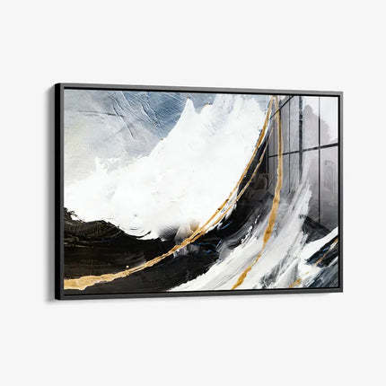 Black, White & Gold Abstract – Glass