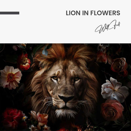 Lion in Flowers – Glass