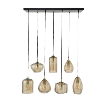 Pendant Lamp 4+3 stripe glass horizontal / Amber-Colored Glass