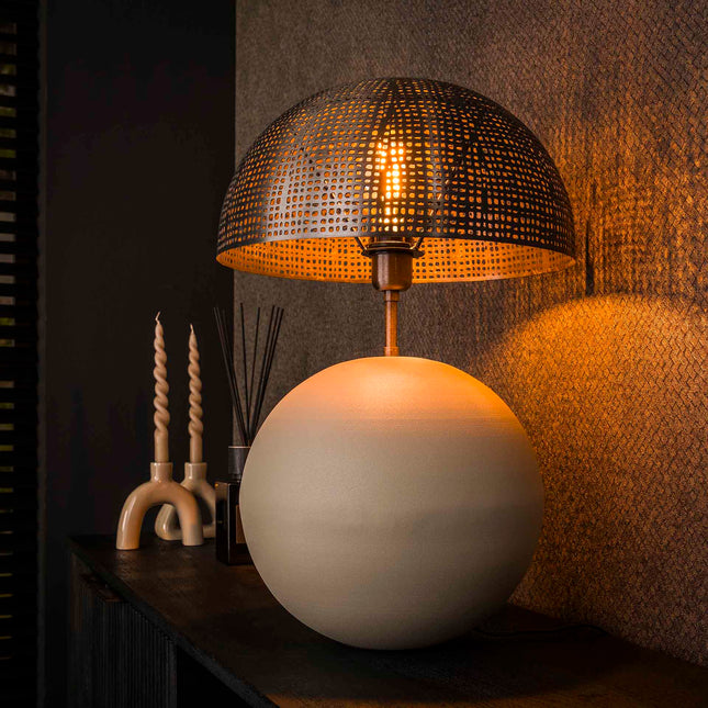Table Lamp 1L sphere natural L / Natural Grey