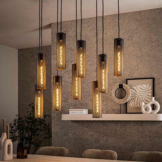 Pendant Lamp 5+4 tube mesh / Artic Black