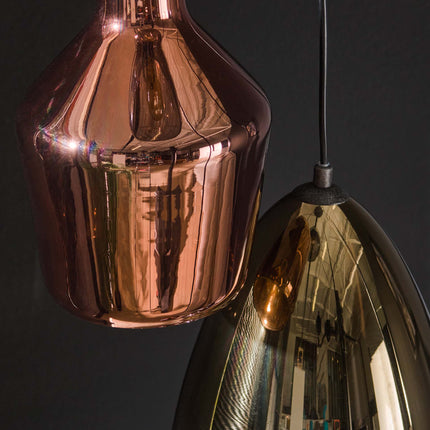 Pendant Lamp 5L getrapt mix glass tricolore  Arctic Black