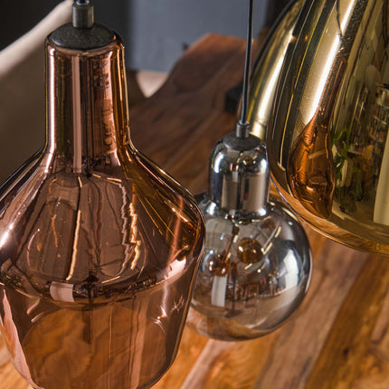 Pendant Lamp 3+3 mix glass tricolore  Arctic Black