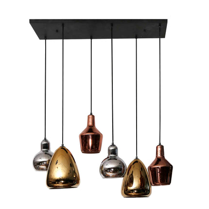 Pendant Lamp 3+3 mix glass tricolore  Arctic Black