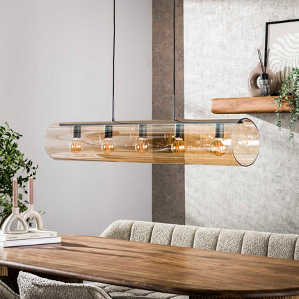 Pendant Lamp 5L tube amber glas  Arctic Black