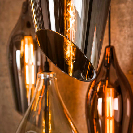 Pendant Lamp 5L getrapt cocoon mix glass  Black