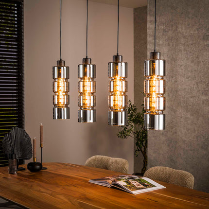 Pendant Lamp 4L cylinder glas  Arctic Black